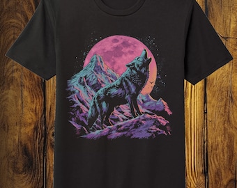 Vintage Wolf Howling 90s Graphic Shirt, Wolf Lovers Retro Tee, 2000s Nature Moon Shirt, Nostalgia Unisex Tee, Triblend Soft T-Shirt