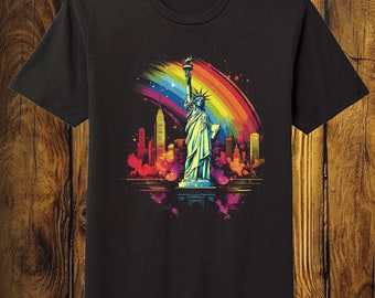 Rainbow LGBTQ New York NY Splatter Graphic Shirt Black Unisex Soft