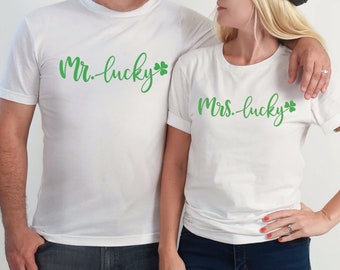 Passendes St. Patricks Day Paar Shirt, Shamrock Lucky Tee