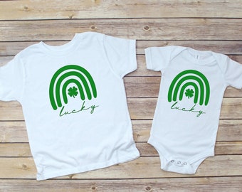 Camiseta Lucky Rainbow del Día de San Patricio, conjunto familiar Shamrock