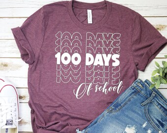 Chemise 100 Days Of School, T-shirt en jersey de coton