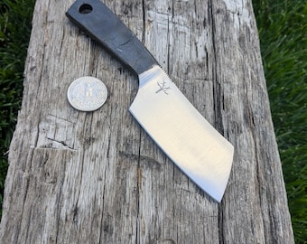 Hand Forged Sheepsfoot Knife, Spring Steel, 6", Leather Sheath