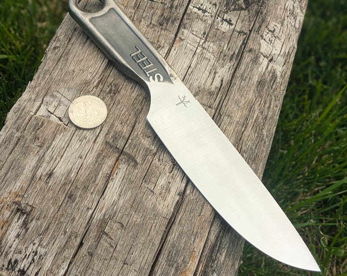 Wrench Knife, Drop Point, Hand Forged, 10"