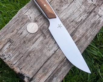 Drop Point Wrench Knife, Hand Forged, Vintage Style, 9", Leather Sheath.