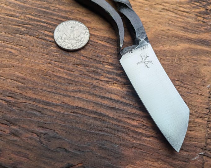 Hand Forged Spring Steel Blacksmith's Knife, 6" Sheepsfoot Blade