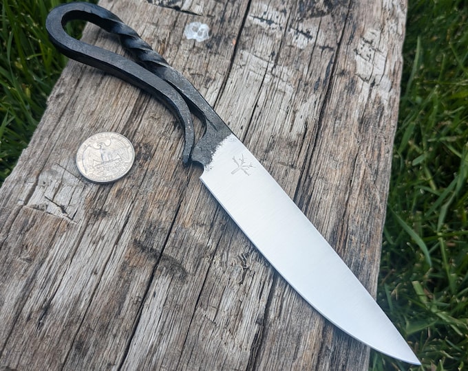 Hand Forged Spring Steel Blacksmith's Knife, 8"