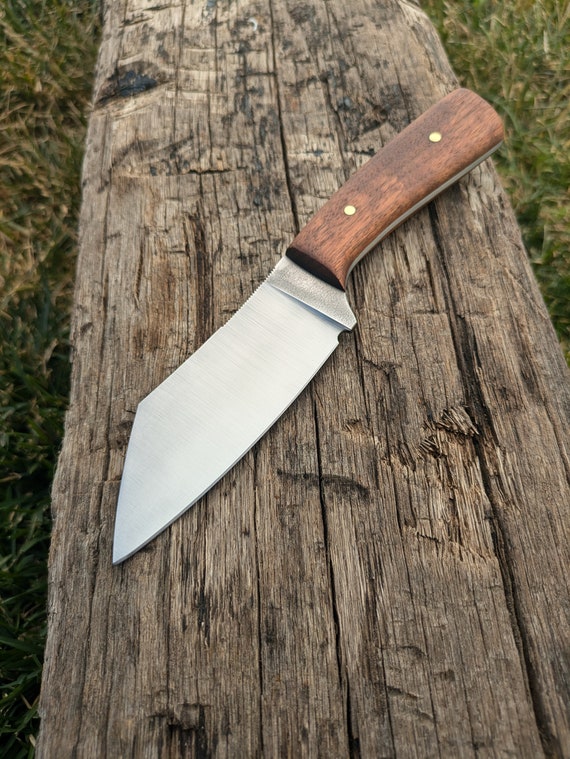 Handmade 1095 Wharncliffe Knife, Walnut Handle and Leather Sheath