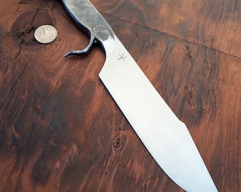 Wrench Hunting Knife, Hand Forged, 13", Integral Guard, leather sheath