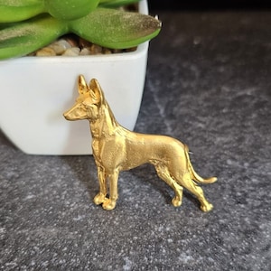 PHARAOH HOUND dog BROOCH In 24k Gold Plated Pewter-Unique Pet Memorial Brooch Jewelry Gift For Dog Lovers In Static And Movement Finishes