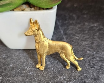 PHARAOH HOUND dog BROOCH In 24k Gold Plated Pewter-Unique Pet Memorial Brooch Jewelry Gift For Dog Lovers In Static And Movement Finishes