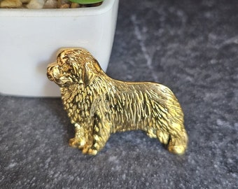 NEWFOUNDLAND BROOCH DOG 24k Yellow Gold Plated Brooch In Two Finishes-Dog Brooch Pin For Jackets And Scarf-Gift For Pet Memorial Keepsake