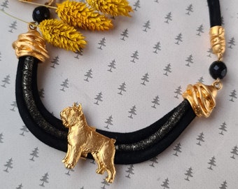 Bouvier dog Chocker, Chocker dog pedant, Black and gold chocker, women chocker, chocker fot dog lovers, women necklace