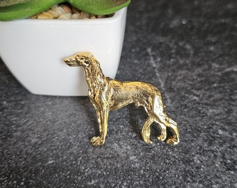 SALUKI BROOCH DOG Made With Pewter And 24K Gold Plated, Stylish Scarf And Jacket Accessory For Dog Lovers Available With Gift Wrapping