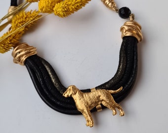 Curly dog Chocker, Chocker dog pedant, Black and gold chocker, women chocker, chocker fot dog lovers, women necklace