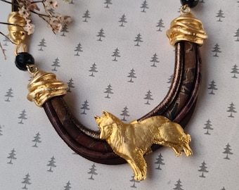 Belgian Shepherd dog Chocker, Chocker dog pedant, Black and gold chocker, women chocker, chocker fot dog lovers, women necklace