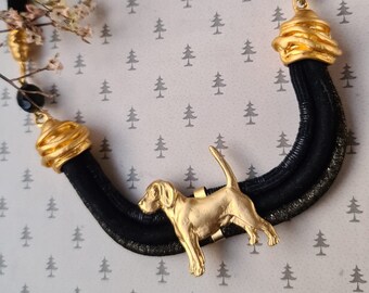 Beagle dog Chocker, Chocker dog pedant, Black and gold chocker, women chocker, chocker fot dog lovers, women necklace