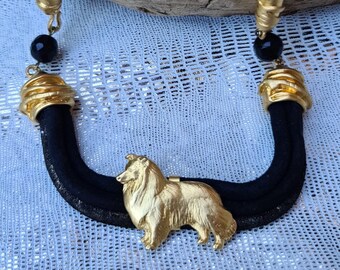 Collie Chocker, Chocker dog pedant, Black and gold chocker, women chocker, chocker fot dog lovers, women necklace