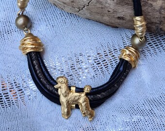 Poodle Chocker, Chocker dog pedant, Black and gold chocker, women chocker, chocker fot dog lovers, women necklace