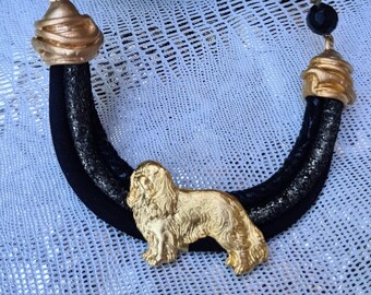King Charles Spaniel Chocker, Chocker dog pedant, Black and gold chocker, women chocker, chocker fot dog lovers, women necklace