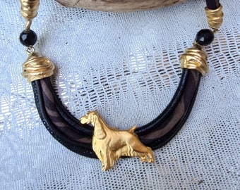 Springer Spaniel Chocker, Chocker dog pedant, Black and gold chocker, women chocker, chocker fot dog lovers, women necklace