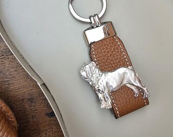 NEAPOLITAN MASTIFF KEYCHAIN - Silver-Plated Pewter Dog Breed Keyring - Unique Pet Gift For Dog Lovers – Gift Wrapping Available
