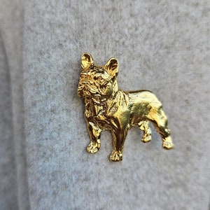 FRENCH BULLDOG Dog BROOCH In 24k Yellow Gold Plated Brooch-Dog Brooch Pin For Scarf And Jacket – Gift For Pet Lovers