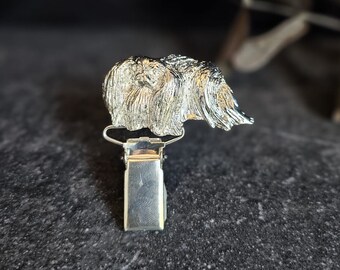 PEKINGESE Number HOLDER BROOCH – Gold Plated Dog Show Pin In Three Finishes- Pet Memorial Jewelry, Gifts For Dog Lovers