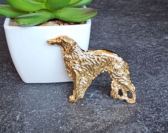 ELEGANT BORZOI BROOCH Made From 24k Gold Plated Pewter Available In Two Finishes -Unique Keepsake For Dog Lovers-For Jacket And Scarf