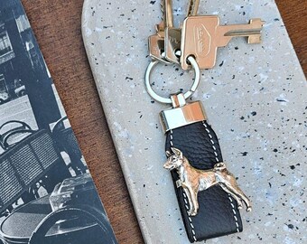 Aesthetic BASENJI DOG Breed KEYCHAIN Made From Silver Plated Pewter And Laux Leather – Decorative Pet Lovers Accessory Keyring Gift