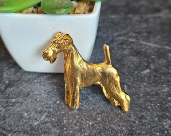 Fox terrier Brooch Dog 24k Yellow Gold Plated Brooch, Fox terrier