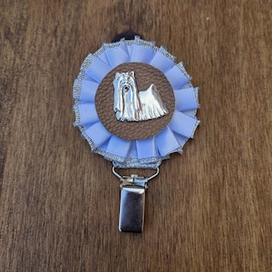 Yorkshire number holder, brooch or dog show ring clip, show clip Yorkshire terrier, Exhibitor ring number clips, rosettes dog
