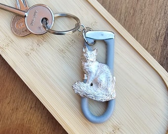 Handcrafted Somali Cat Key Ring, Retro Charm for Cat Enthusiasts, Samoli Keychain