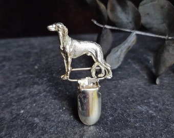 SALUKI NUMBER HOLDER Brooch – Gold Plated Dog Show Clip - Sweater Clip For Saluki Fans, Pet Memorial Jewelry - Gift For Dog Lovers