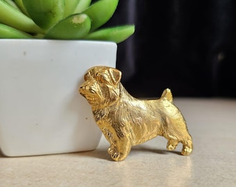 NORFOLK TERRIER Dog BROOCH Made From 24 K Yellow Gold Plated Pewter Perfect Gift For Pet Lover Available With Gift Wrapping In Two Finishes