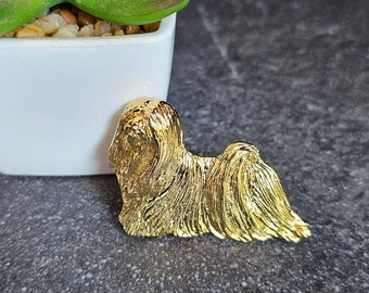 LHASA APSO BROOCH Dog 24k Yellow Gold Plated Brooch In Three Finishes-Brooch Pin For Jacket And Scarf-Gift For Pet Lovers