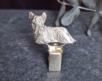 SKY TERRIER Number Holder BROOCH Dog Show Ring Clip With Gold And Silver Finish - Perfect Gift For Dog Show Lovers