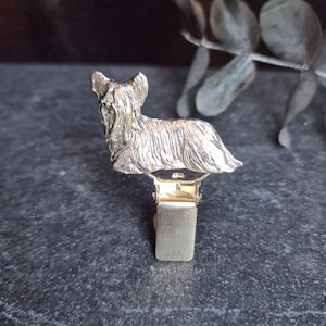 SKY TERRIER Number Holder BROOCH Dog Show Ring Clip With Gold And Silver Finish - Perfect Gift For Dog Show Lovers