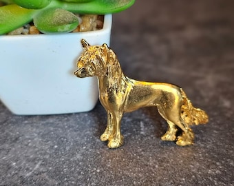 CHINESE CRESTED Dog BROOCH In Pewter 24k Yellow Gold Plated-Dog Brooch Pin For Scarf Or Jacket-Gift For Pet Lovers