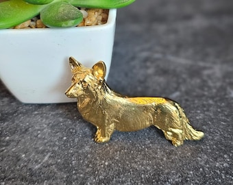 CARDIGAN Welsh CORGI BROOCH Perfect Gift For Corgi Dog Lovers Available With Gift Wrapping – 24k Yellow Gold Plated Brooch In Two Finishes