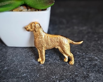 24k Yellow Gold-Plated CURLY DOG BROOCH Perfect Gift For Pet Keepsake Lovers – Jacket Or Scarf Pet Pewter Brooch Pin