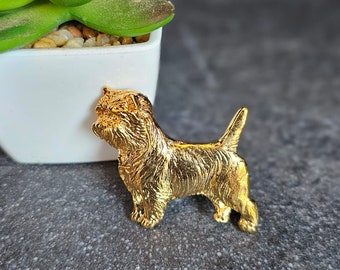 CAIRN TERRIER Dog BROOCH Available In Two Finishes - 24k Yellow Gold Plated Pewter Dig Breed Brooch Great For Jacket Or Scarf