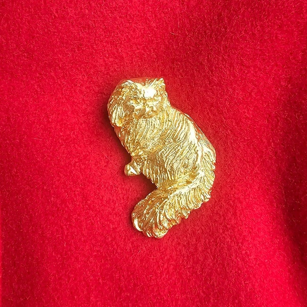 Broche chat persan, broche vintage chat persan plaqué or, épingle chat persan plaqué or, chat plaqué or