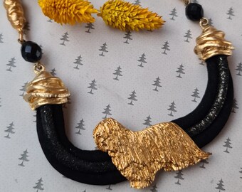 Comondor dog Chocker, Chocker dog pedant, Black and gold chocker, women chocker, chocker fot dog lovers, women necklace