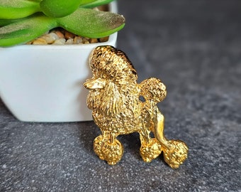 POODLE CONTINENTAL Dog BROOCH In Pewter With 24k Gold Plating - Dog Brooch Pin For Jacket And Scarf In Two Finishes – Gift For Pet Lovers