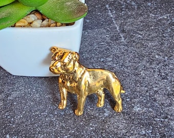 STAFFORDSHIRE Bull TERRIER BROOCH - Modern Pewter & Gold Plated Pin - Cute Pet Memorial Jewelry Brooch For Dog Lover Gift In Two Finishes