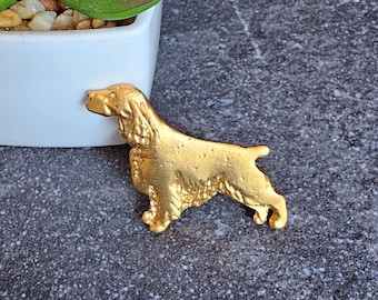 24k Yellow Gold Plated SPRINGER SPANIEL BROOCH Dog In Two Finishes – Spaniel Dog Brooch Jewelry For Jacket And Scarf
