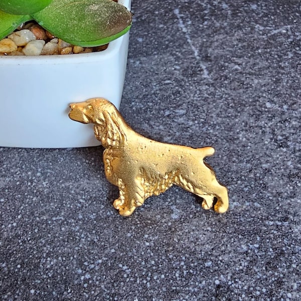 Springer Spaniel Broche Chien 24k Broche plaquée or jaune, Springer Spaniel