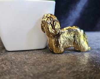 24k Yellow Gold Plated HAVANESE DOG BROOCH –Dog Brooch For Scarf And Jacket-Gift For Dog Lovers-Perfect Keepsake For Havanese Fans