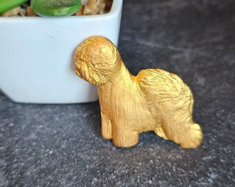 Old ENGLISH SHEEPDOG BROOCH Available In Static Or Movement Finishes - 24k Gold Plated Pewter Brooch For Jacket Or Scarf