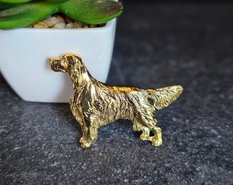 ENGLISH SETTER Dog BROOCH Made From Pewter 24k Gold Plated-Dog Brooch Pin For Scarf Or Jacket-Perfect Gift For Dog Lovers